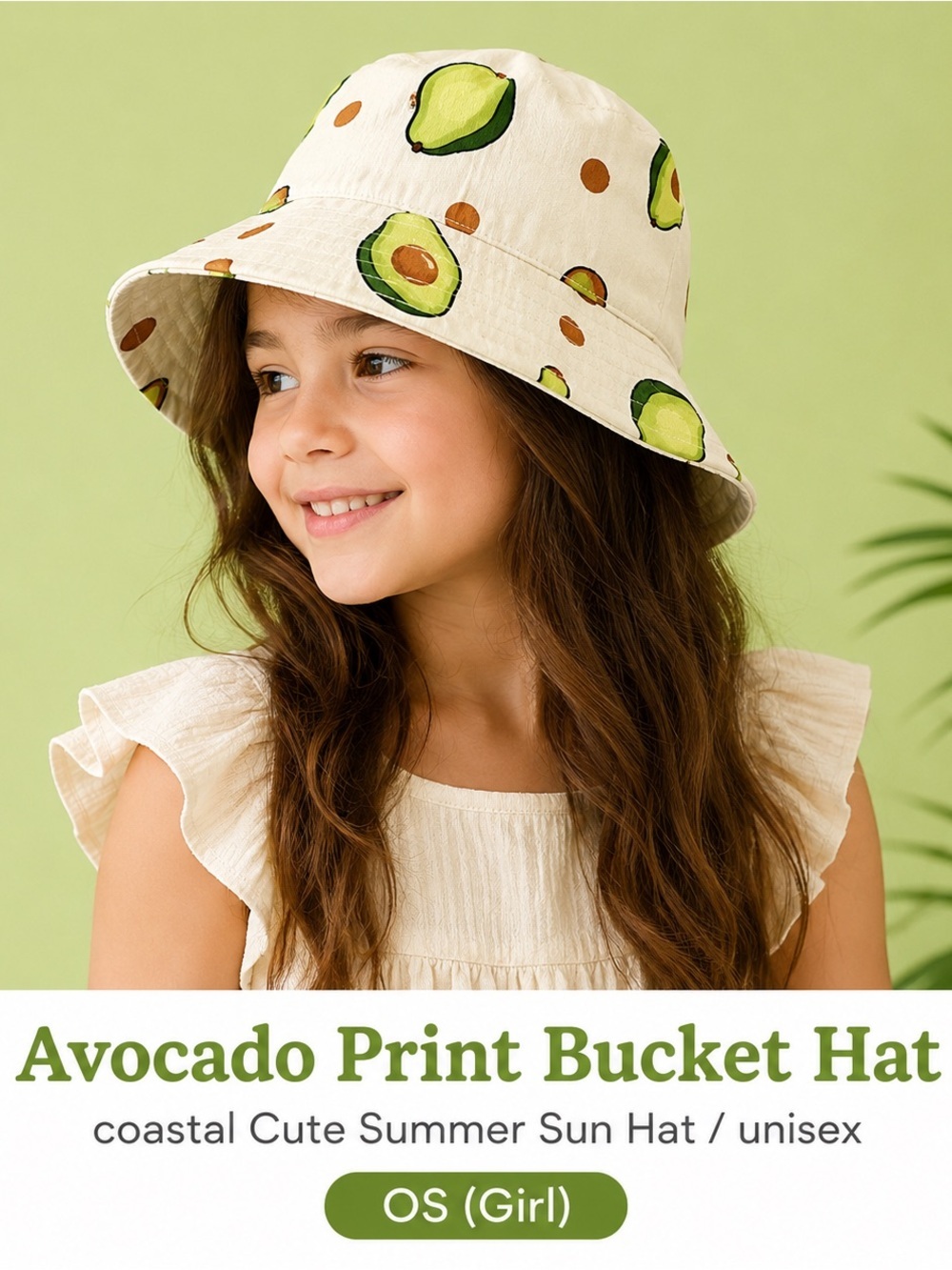 Avocado Print Bucket Hat coastal Cute Summer Sun Hat / unisex